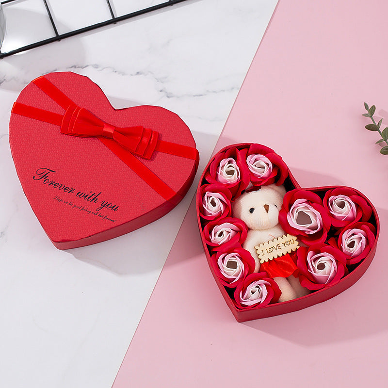 Heart Rose Bear Gift Box | Romantic Keepsake Gift