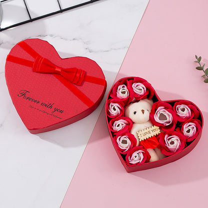Heart Rose Bear Gift Box | Romantic Keepsake Gift