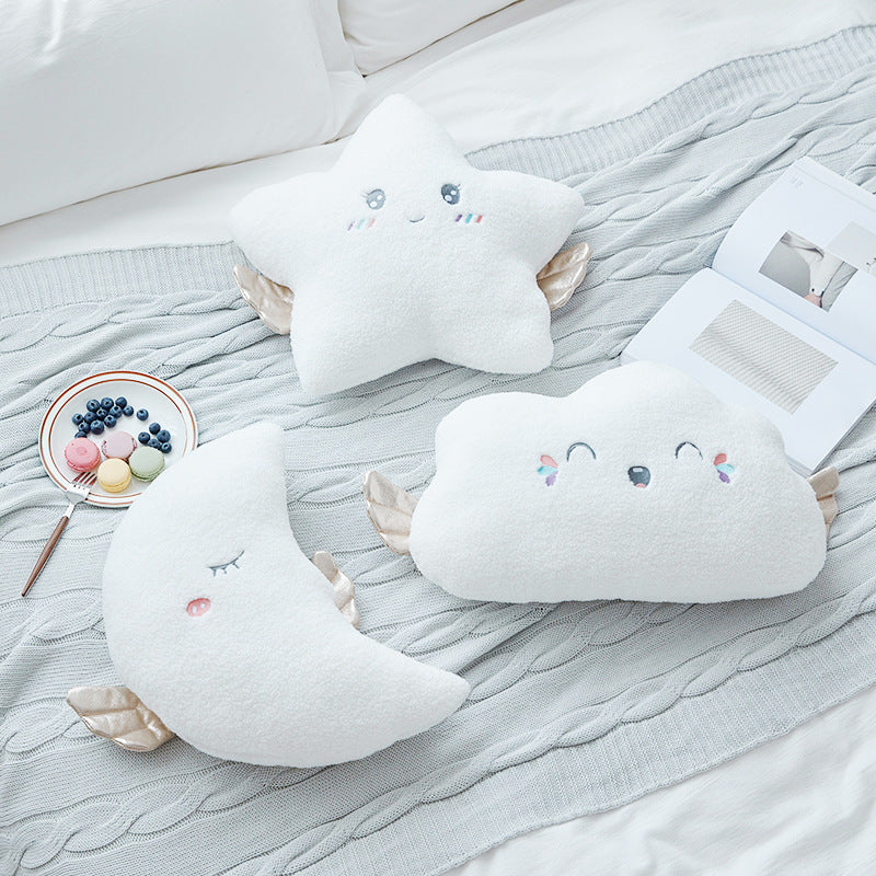 Cute Cloud Star & Moon Pillow | Soft Nursery Decor