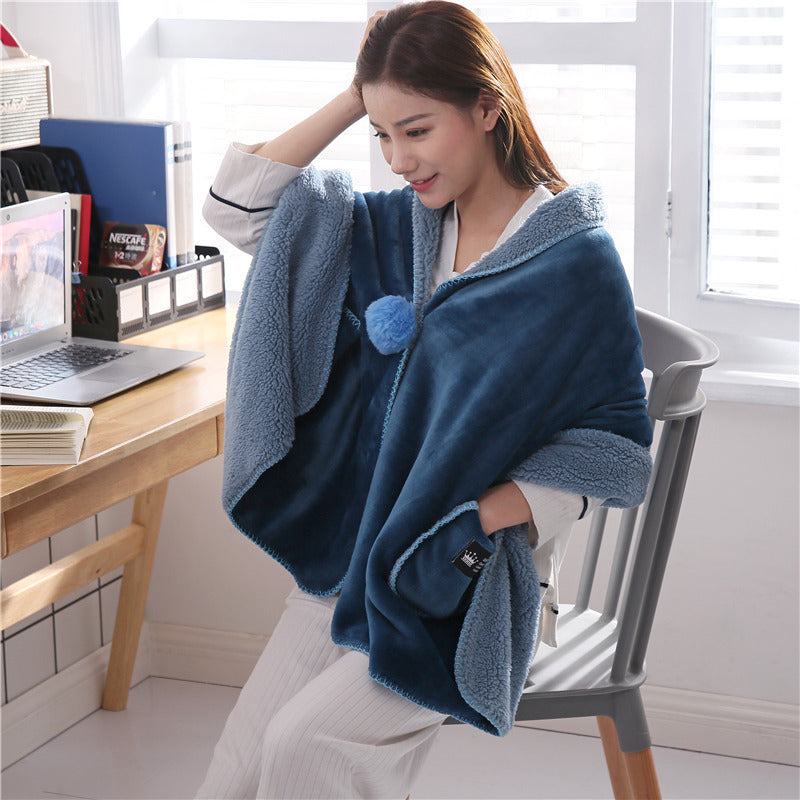 Wearable Plush Shawl Blanket | Soft Cozy Fleece Wrap