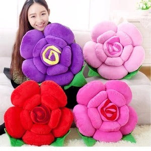 3D Rose Flower Pillow | Soft Plush Decorative Cushion