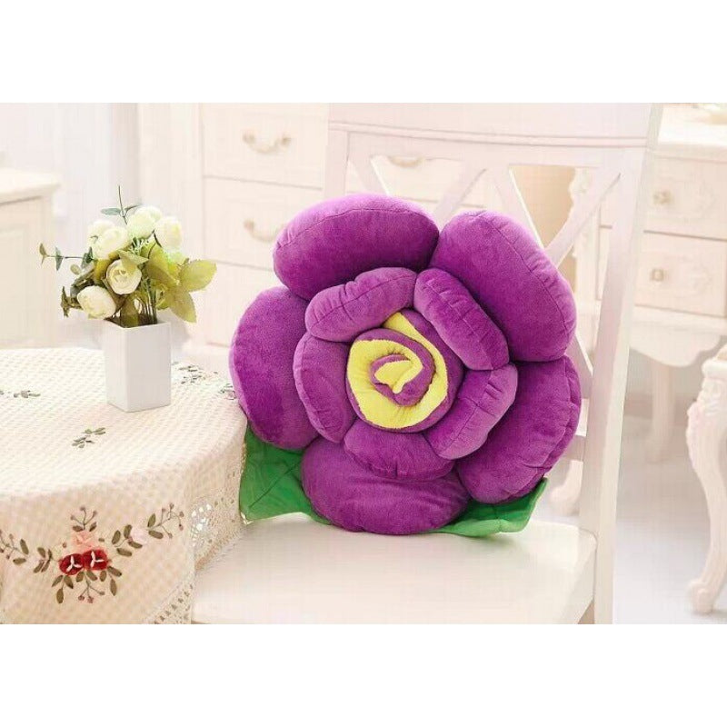 3D Rose Flower Pillow | Soft Plush Decorative Cushion