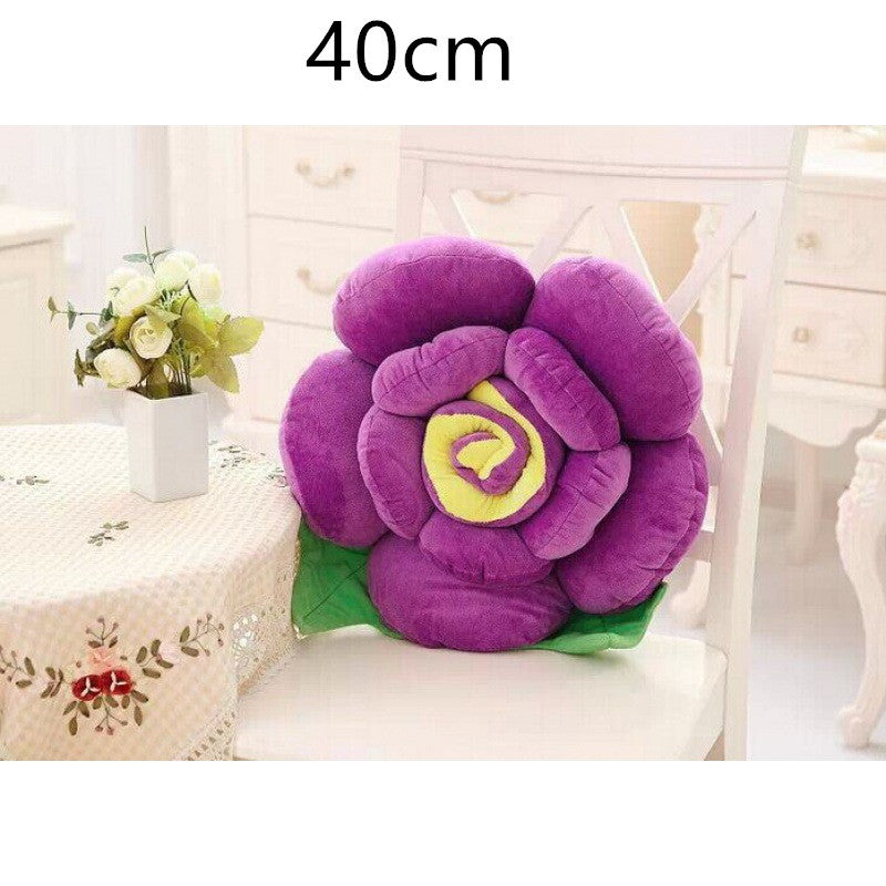 3D Rose Flower Pillow | Soft Plush Decorative Cushion