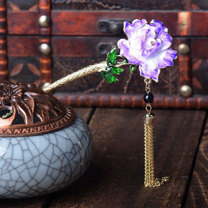 Vintage Rose Tassel Hair Pin | Elegant Flower Hair Stick