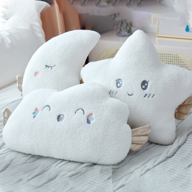 Cute Cloud Star & Moon Pillow | Soft Nursery Decor
