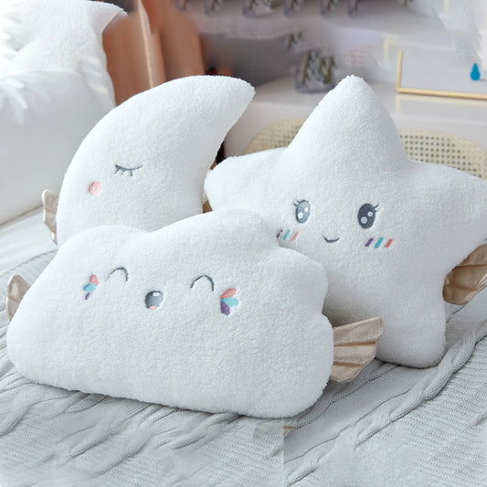 Cute Cloud Star & Moon Pillow | Soft Nursery Decor