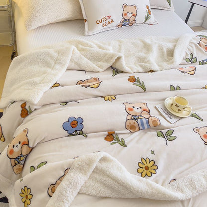 Cute Sherpa Blanket | Warm & Reversible Winter Throw