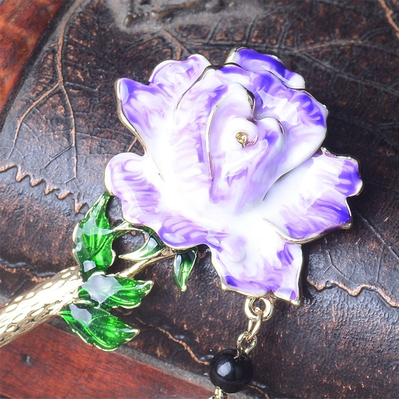 Vintage Rose Tassel Hair Pin | Elegant Flower Hair Stick