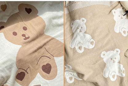 Teddy Bear Knit Blanket | Soft Cozy Throw Blanket