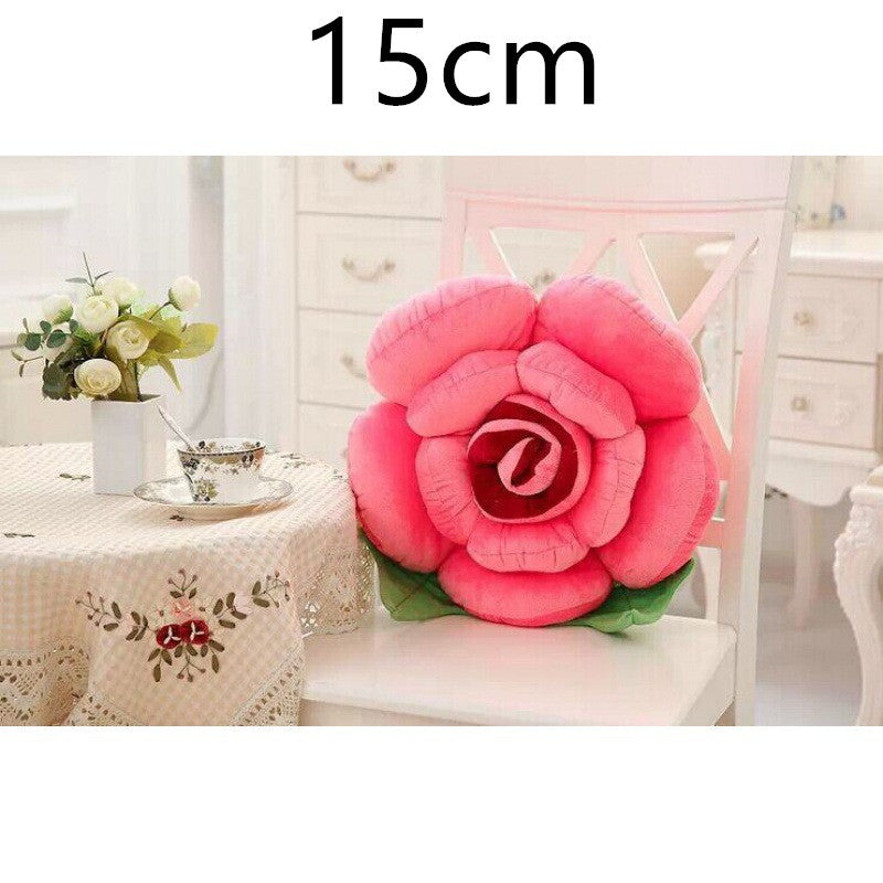 3D Rose Flower Pillow | Soft Plush Decorative Cushion