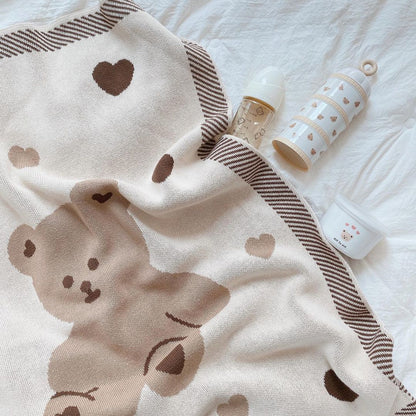 Teddy Bear Knit Blanket | Soft Cozy Throw Blanket