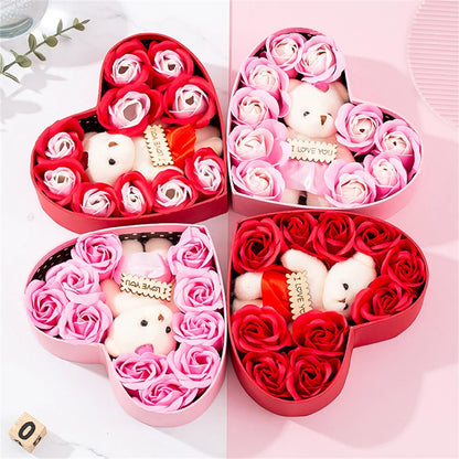 Heart Rose Bear Gift Box | Romantic Keepsake Gift