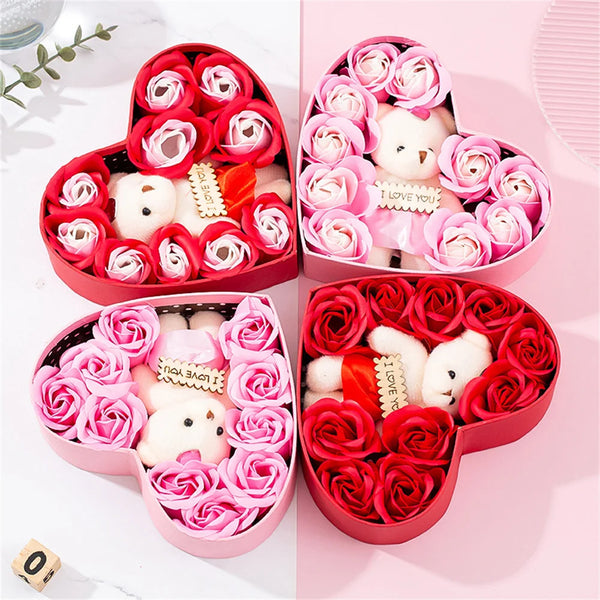 Heart Rose Bear Gift Box | Romantic Keepsake Gift