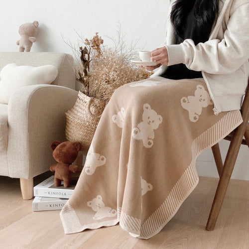Teddy Bear Knit Blanket | Soft Cozy Throw Blanket