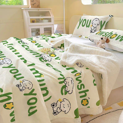 Cute Sherpa Blanket | Warm & Reversible Winter Throw