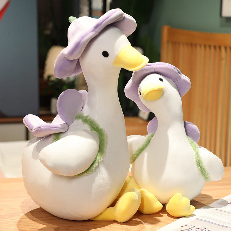 Cute Duck Plush with Flower Hat | Soft Stuffed Animal