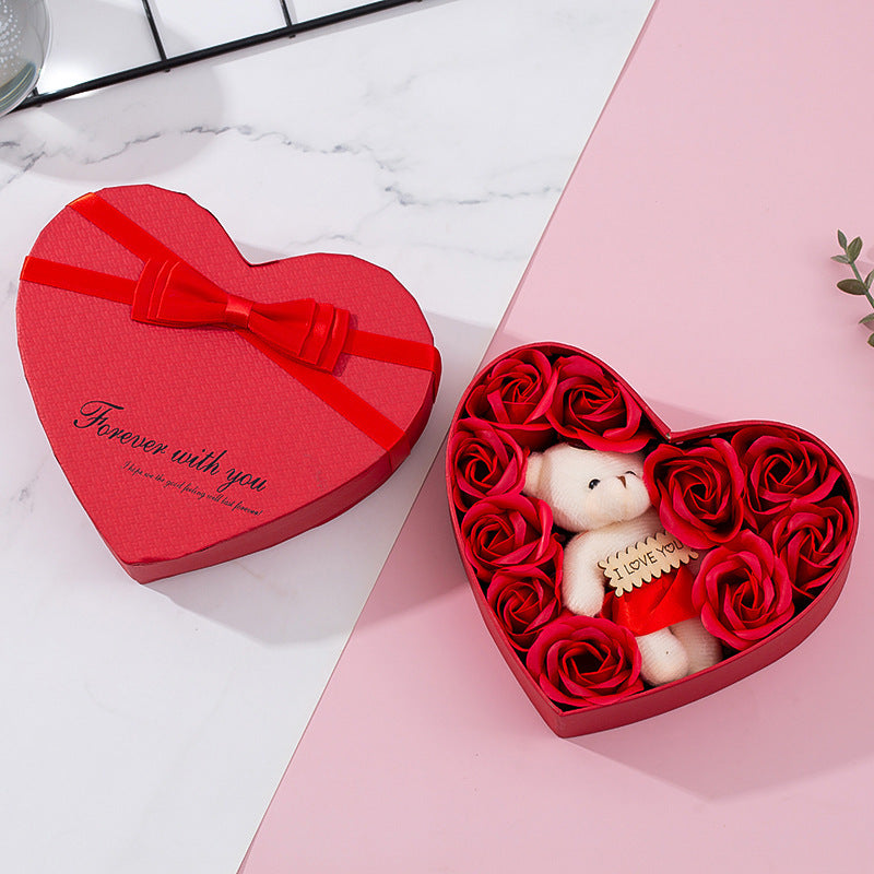 Heart Rose Bear Gift Box | Romantic Keepsake Gift