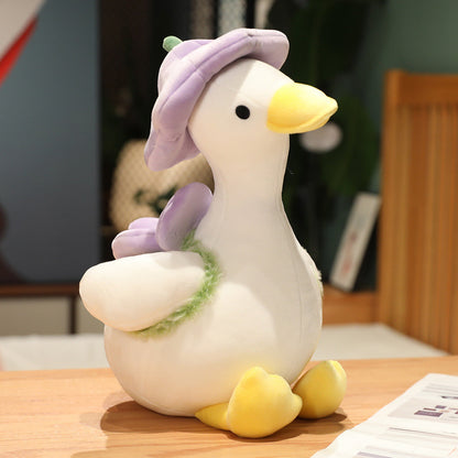 Cute Duck Plush with Flower Hat | Soft Stuffed Animal