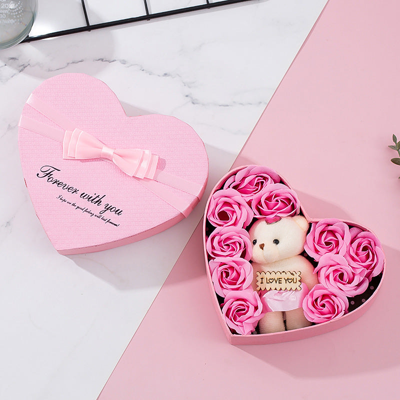 Heart Rose Bear Gift Box | Romantic Keepsake Gift